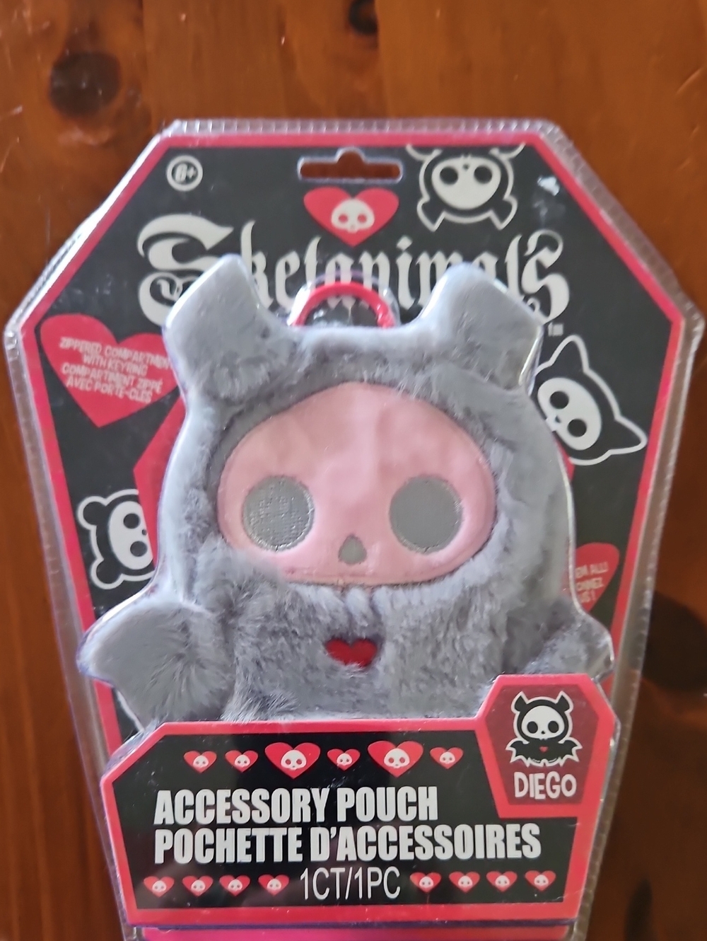 Skelanimals Diego Grey Plush Accessory Pouch - Kids